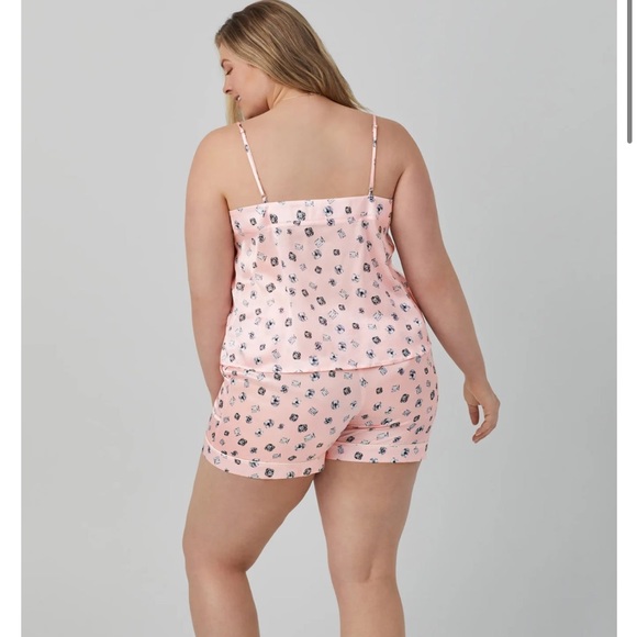 BedHead Cami Washable Silk Satin Short PJ Set - Shine Bright sz. XL - Picture 4 of 4